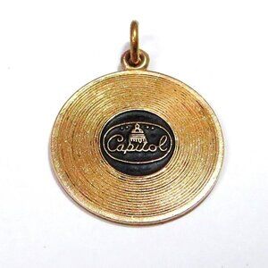 Vintage 12K Gold Filled Enamel Capitol Records Phonograph Record Charm/Pendant